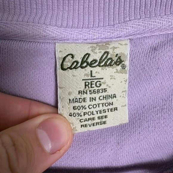Cabelas Authentic By Nature Sweatshirt Womens Large Purple Embroidered Crewneck - Picture 4 of 8